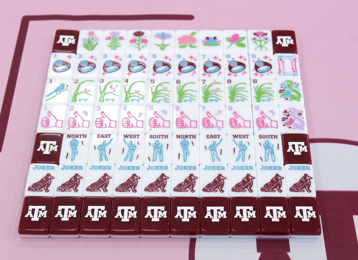 The Gig 'Em Line Mahjong Tiles