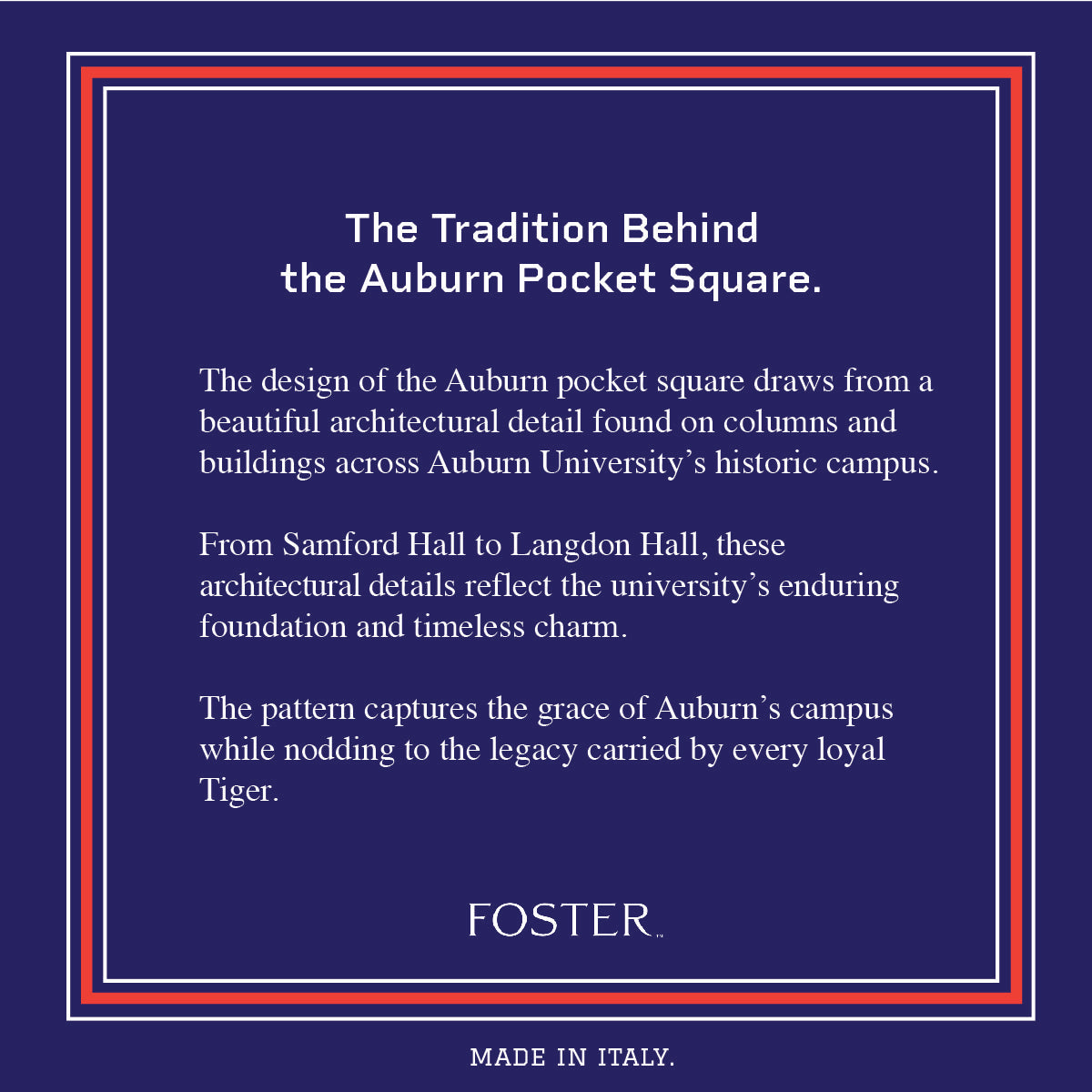 Auburn Men's Silk Pocket Square