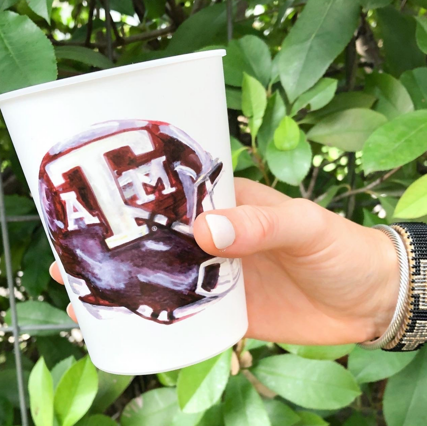 A&M football helmet cup set