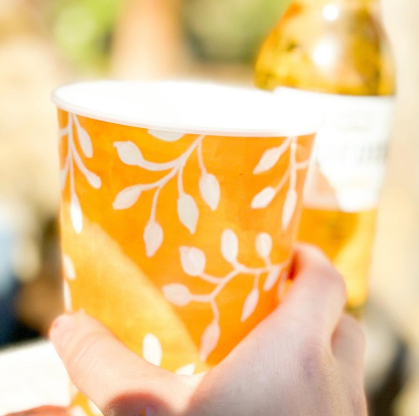 floral reusable plastic cup set