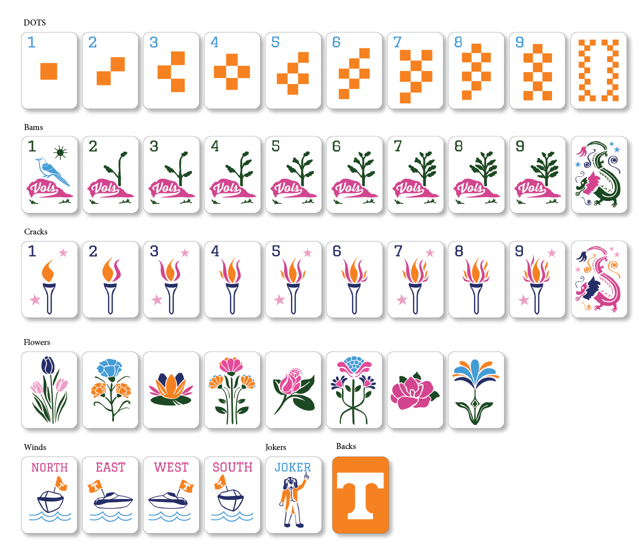 The Go Vols Line Mahjong Tiles
