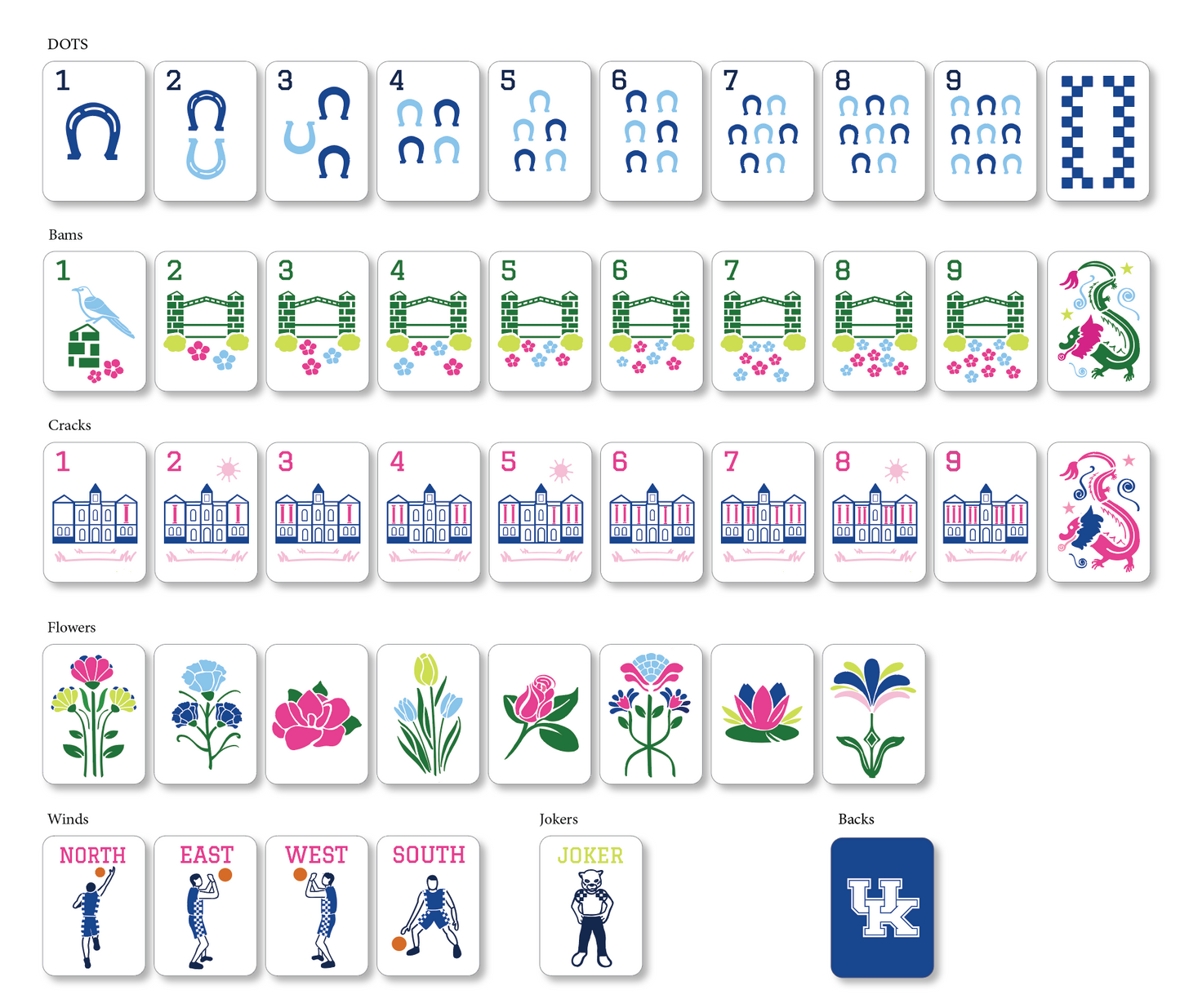 The Go Big Blue Kentucky Line Mahjong Tiles