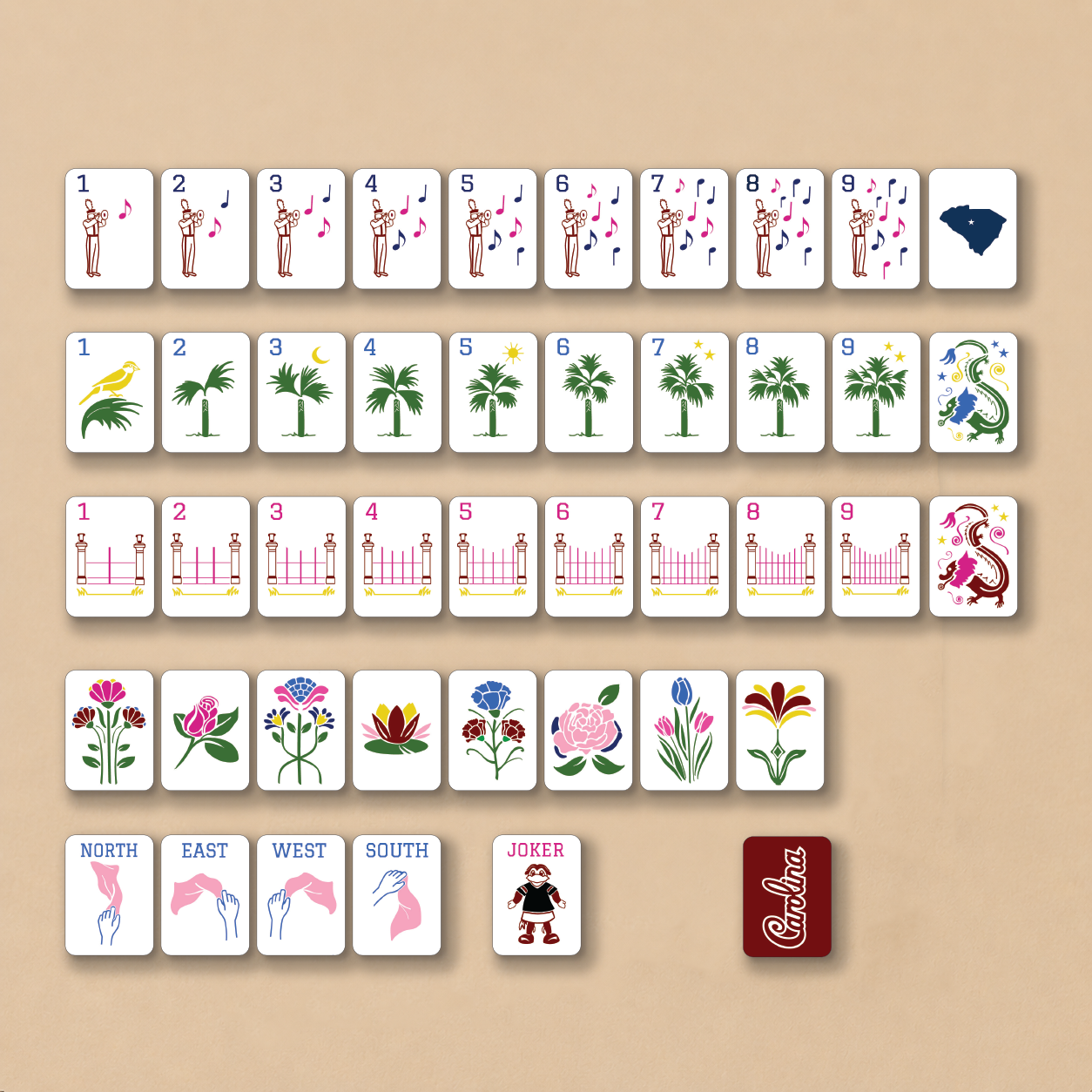South Carolina Mahjong Tiles
