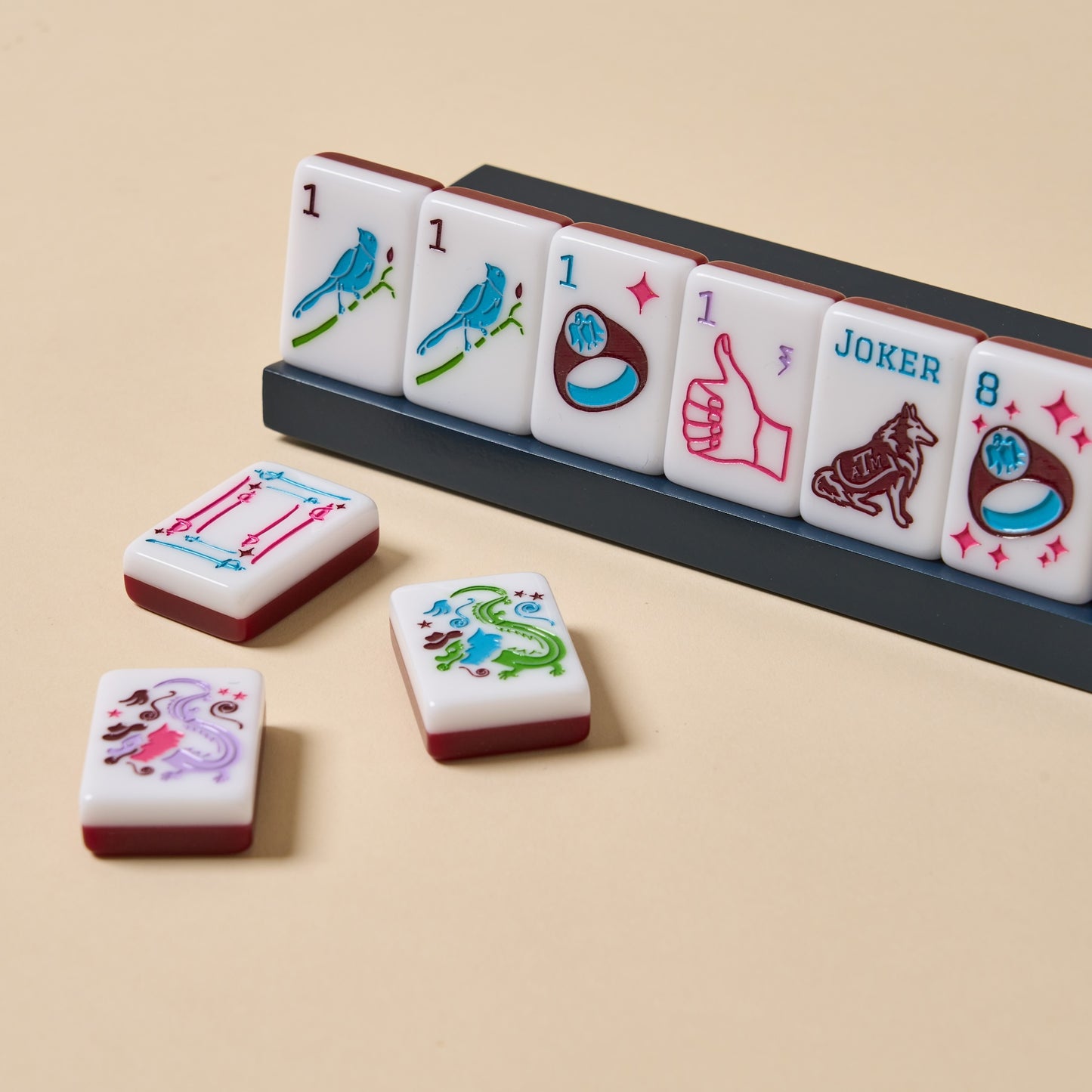 The Gig 'Em Line Mahjong Tiles