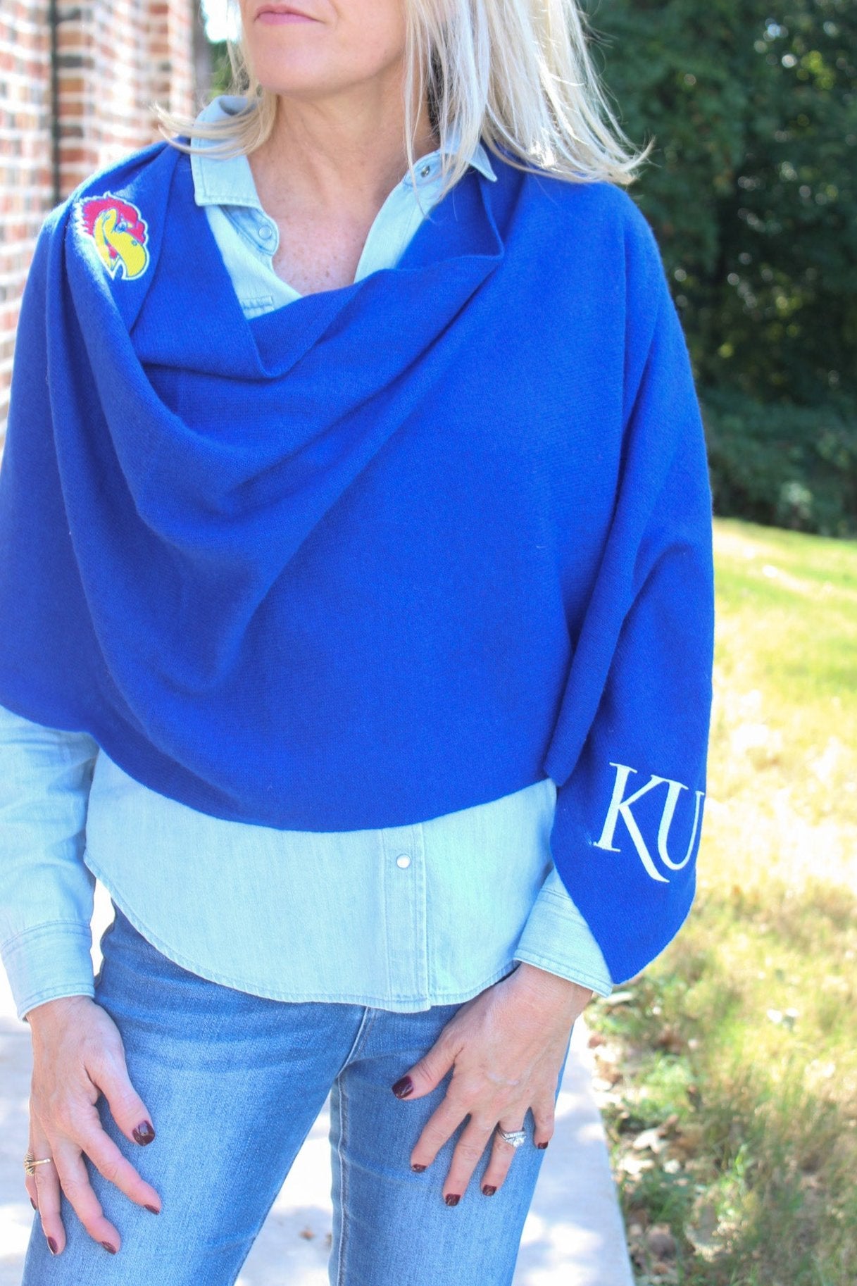Kansas Jayhawks Collegiate Cashmere Poncho by FOSTER