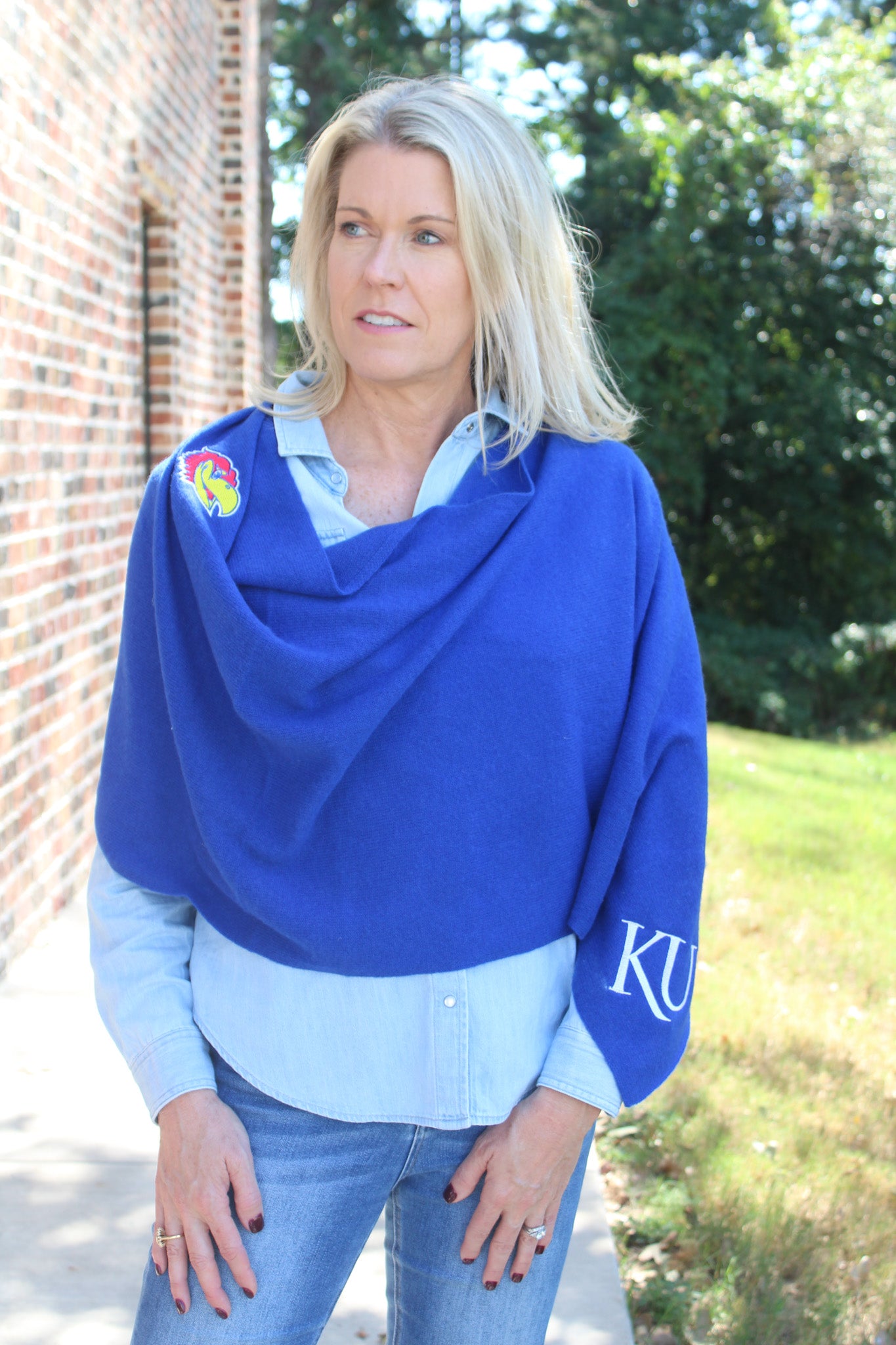 Kansas Jayhawks Collegiate Cashmere Poncho by FOSTER