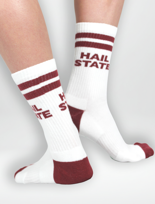 MS State Hail State Collegiate Retro Crew Socks
