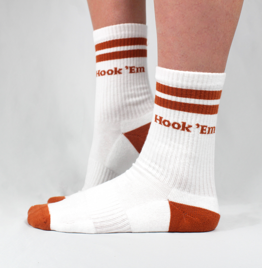 Hook 'Em Collegiate Retro Crew Socks
