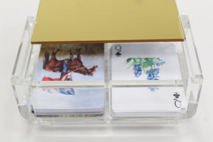 Gold Acrylic Double Deck Canasta Card Case