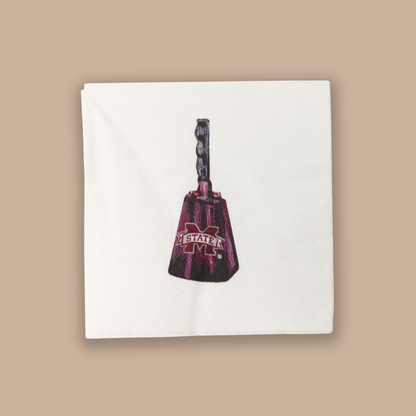 MS State Cowbell Napkin Set, Set of 20 Beverage Napkins