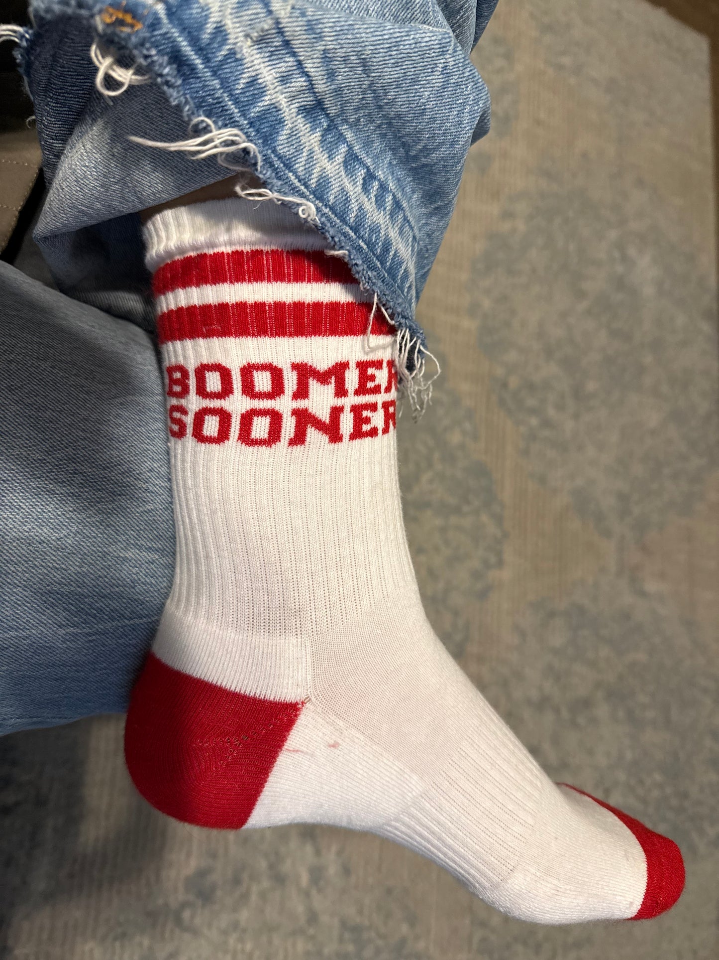 OU Boomer Sooner Collegiate Retro Crew Socks