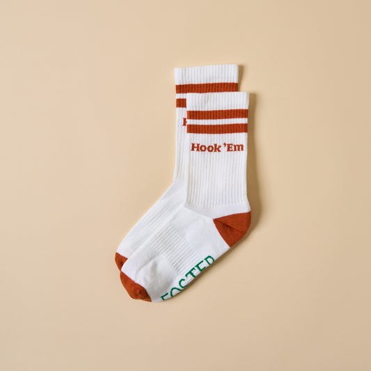 Hook 'Em Collegiate Retro Crew Socks