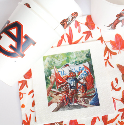 FOSTER Auburn paper napkins and plastic cups