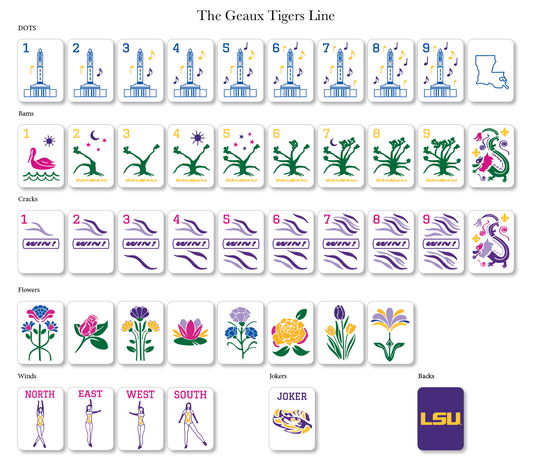 The Geaux Tigers Line Mahjong Tiles