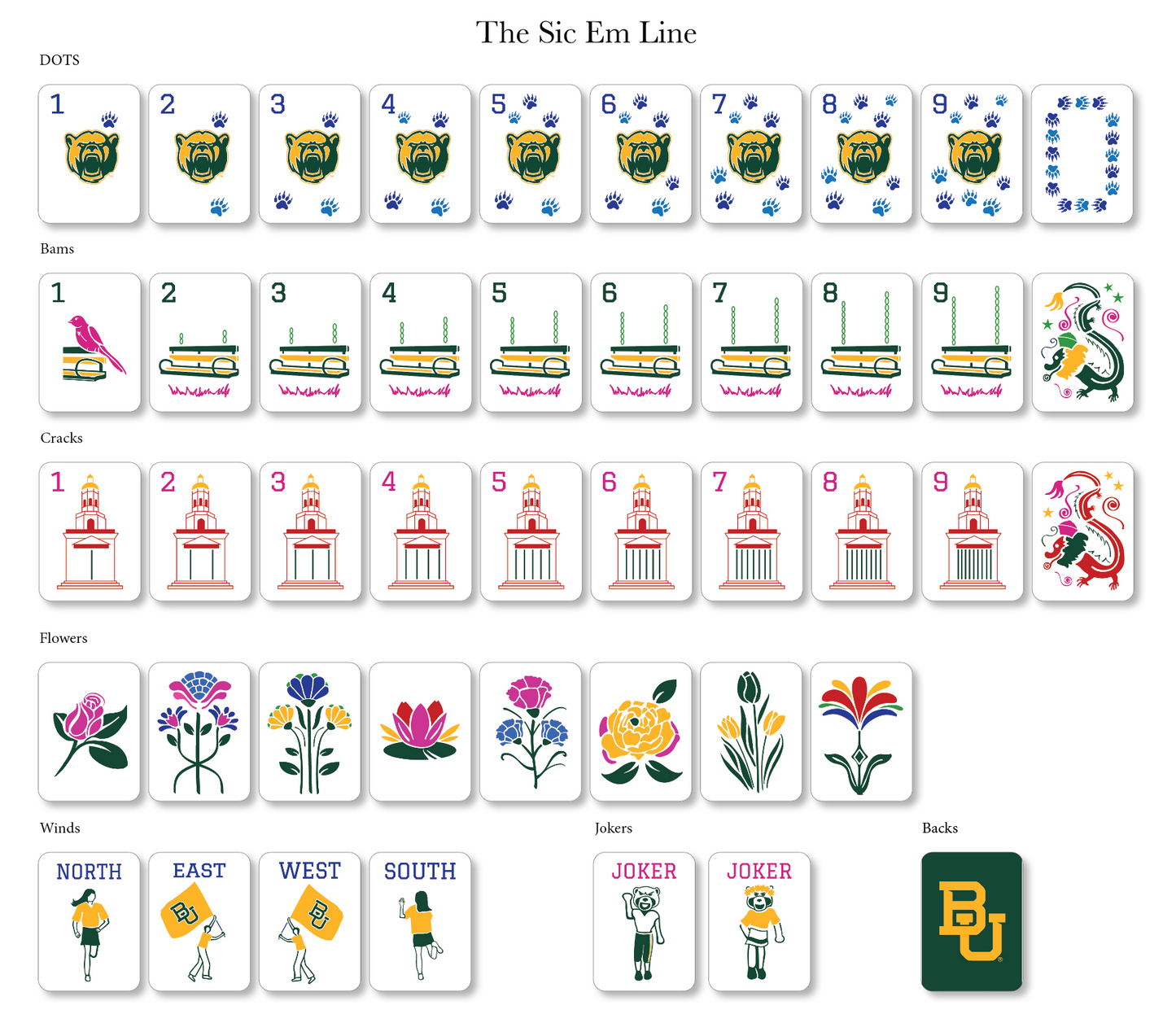 The Sic 'Em Line Mahjong Tiles